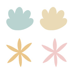 Fototapeta premium Pastel natural elements with floral shapes. Botanical vector set for spring design, branding, and decoration. Soft and elegant style.