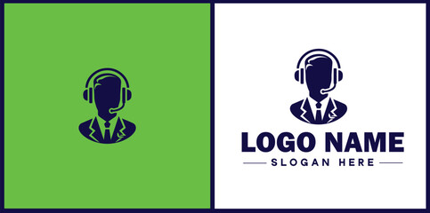 Virtual Assistant icon Online assistant Remote assistant Digital assistant flat logo sign symbol editable vector