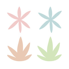 Pastel natural elements with floral shapes. Botanical vector set for spring design, branding, and decoration. Soft and elegant style.