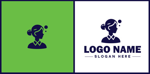 Virtual Assistant icon Online assistant Remote assistant Digital assistant flat logo sign symbol editable vector