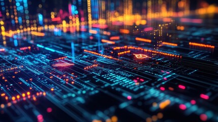 A digital representation of cryptocurrency, blockchain technology, digital currency