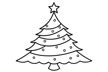 christmas tree line art silhouette vector illustration
