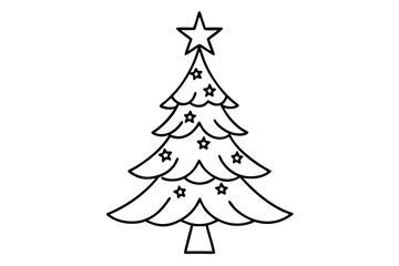 christmas tree line art silhouette vector illustration