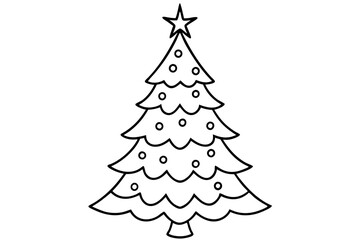 christmas tree line art silhouette vector illustration