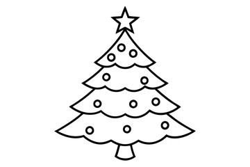 christmas tree line art silhouette vector illustration