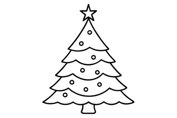 christmas tree line art silhouette vector illustration