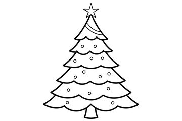 christmas tree line art silhouette vector illustration