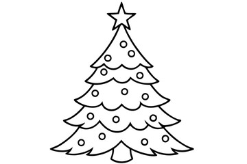 christmas tree line art silhouette vector illustration