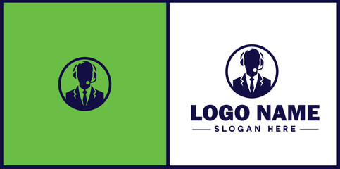 Virtual Assistant icon Online assistant Remote assistant Digital assistant flat logo sign symbol editable vector