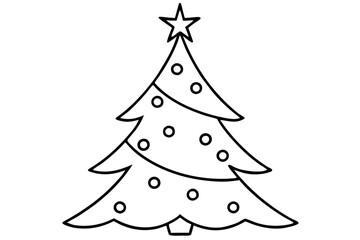 christmas tree line art silhouette vector illustration