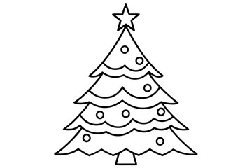 christmas tree line art silhouette vector illustration