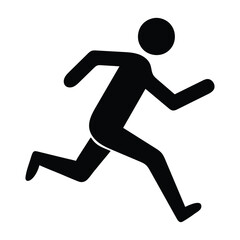 Simple black and white running figure icon.