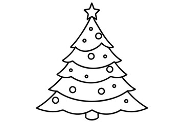 christmas tree line art silhouette vector illustration
