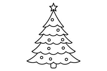 christmas tree line art silhouette vector illustration