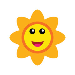 Cheerful cartoon sun, perfect for kids' content.