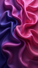Fototapeta premium Abstract background. Soft satin fabric in shades of purple and pink creates a rich texture, perfect for fashion and interior design projects.