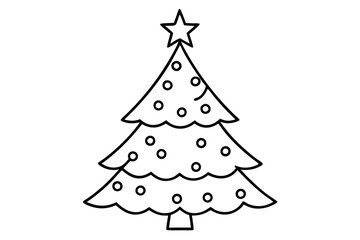Fototapeta premium christmas tree line art silhouette vector illustration