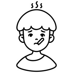 Sick boy with thermometer character vector vector illustration
