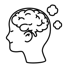 Happy brain inside person's head vector illustration