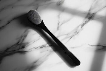 A classic wooden spoon in black and white