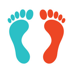 Colorful Footprints on a White Background