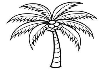 Fototapeta premium coconut tree line art silhouette vector illustration