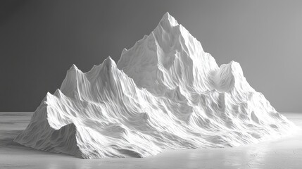 A rendered image of a snow covered mountain range