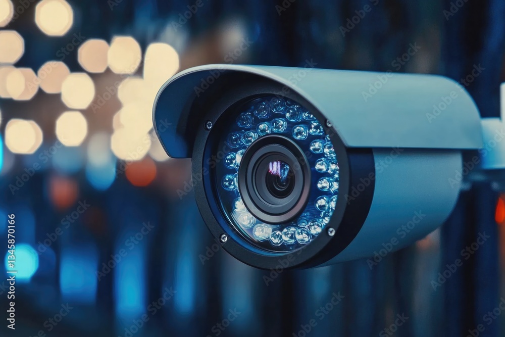 Poster A close-up view of a camera mounted on a pole