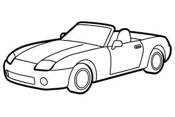 convertible car line art silhouette vector illustration