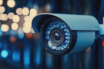 A close-up view of a camera mounted on a pole