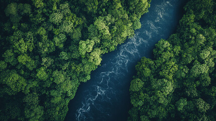Aerial top view of Boat on the river in Mangrove F 72d4520c-d45f-4022-b53d-0b80fd5f0288Aerial photo of Amazon rain forest jungle 