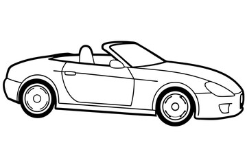 convertible car line art silhouette vector illustration