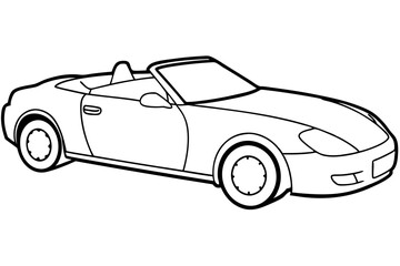 convertible car line art silhouette vector illustration