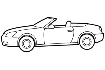 convertible car line art silhouette vector illustration