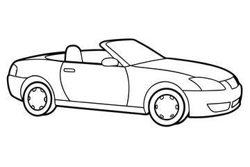 convertible car line art silhouette vector illustration