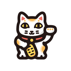 Maneki neko illustration icon.Simple vector outline, clipart for graphic design.