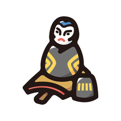 Tondari hanetari (flying and bouncing) illustration icon.Simple vector outline, clipart for graphic design.