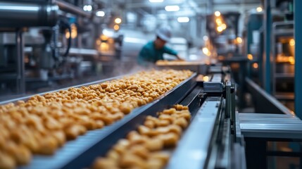 Fototapeta premium A food processing plant with food being packaged, food industry, food production