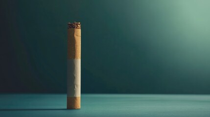 A single cigarette with a filter sticking out from the end, no ash or smoke visible