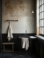A modern bathroom with a sink and a window