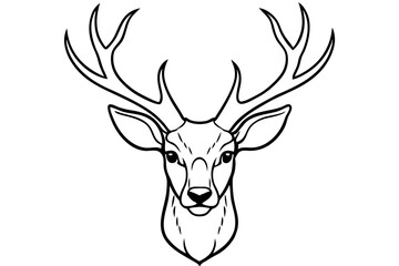 Fototapeta premium deer head line art silhouette vector illustration