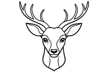 deer head line art silhouette vector illustration