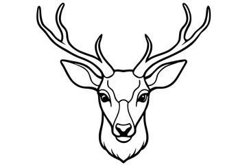 Naklejka premium deer head line art silhouette vector illustration