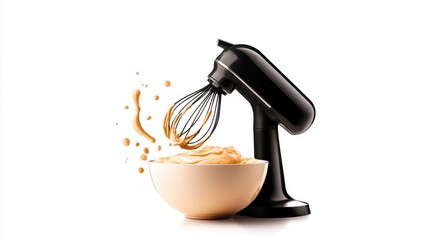 Fototapeta premium Modern Stand Mixer with Whisk Attachment and Splashing Mixture