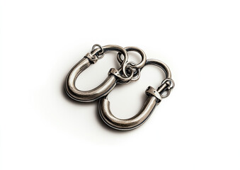 Close-up of a pair of unique metallic earrings.