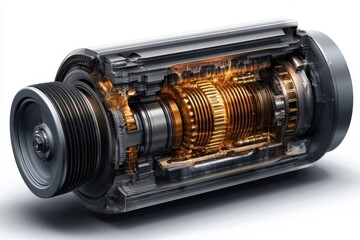 A crystal-clear cutaway illustration of a rotary engine, showing its unique design and moving parts