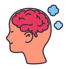 Happy brain inside person's head vector illustration