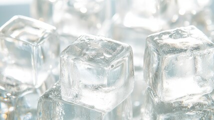 Obraz premium Clear Ice Cubes Stacked In Artistic Formation Close-Up.