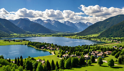 Le paysage majestueux des montagnes et du lac