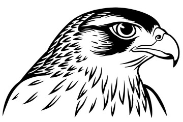 falcon head line art silhouette vector illustration